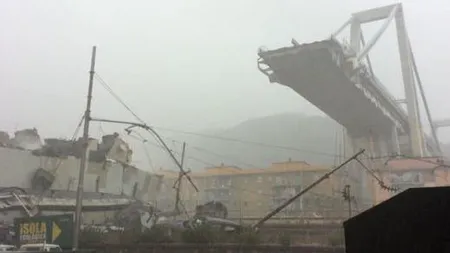 Un pod rutier S-A PRĂBUȘIT în apropiere de Genova. Ministrul Transporturilor: O TRAGEDIE cu cel puțin 38 de morți, printre care și doi români