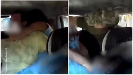 Momentul în care un bărbat ucrainean este târât cu forța de autorități pentru a fi trimis la război. Incidentele de acest fel sunt tot mai dese
