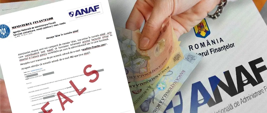 ALERTĂ! ANAF avertizează contribuabilii: Un nou val de MESAJE FAKE în numele instituției. Adresa anaf@m-finante.com este falsă!