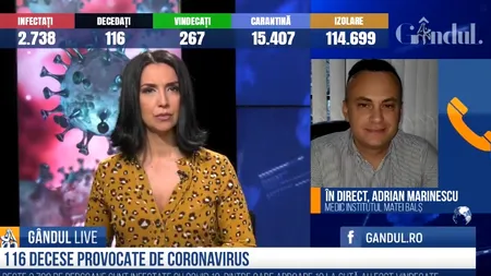 GÂNDUL LIVE. Medic Adrian Marinescu: „Dacă vorbim de spitalul din Suceava, MILITARIZAREA e o soluție practică” / Când va fi vârful PANDEMIEI
