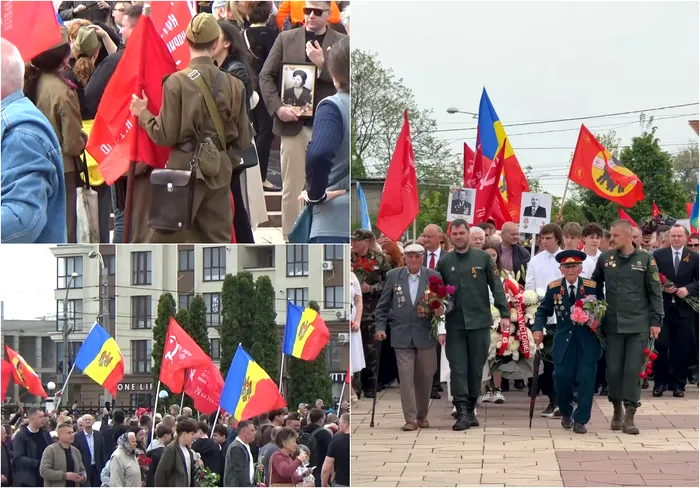 Marș de 9 mai cu interdicții la Chișinău. Mai mulți participanți îmbrăcați în costume sovietice au fredonat în cor „Katiușa”