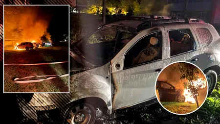 FOTO-VIDEO - Opt mașini și un microbuz care aparțineau Protecției Copilului s-au făcut scrum, pe stradă din Bacău / Poliția a deschis o anchetă