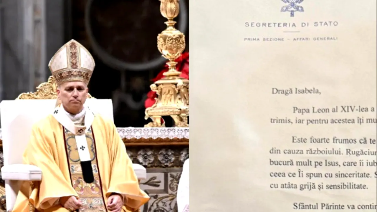 Scrisoarea pe care i-a trimis-o papa Leon al XIV-lea unei fetițe din București, în noaptea de Crăciun. Isabela îi trimisese un desen