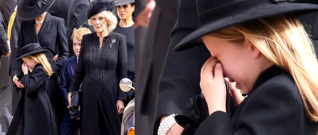 FOTO | Prințesa Charlotte a izbucnit în lacrimi la înmormântarea străbunicii ei, Regina Elisabeta a II-a. A fost consolată de mama ei, Kate