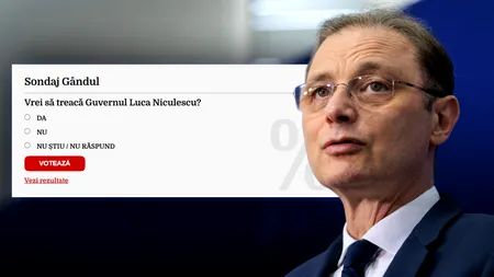Sondaj Gândul. 20.000 de cititori au răspuns la întrebarea: „Vrei să treacă Guvernul Luca Niculescu?”. Care este rezultatul