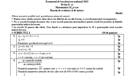 BAREM MATEMATICĂ la BACALAUREAT 2013. Ce note primesc elevii de la ȘTIINȚELE NATURII