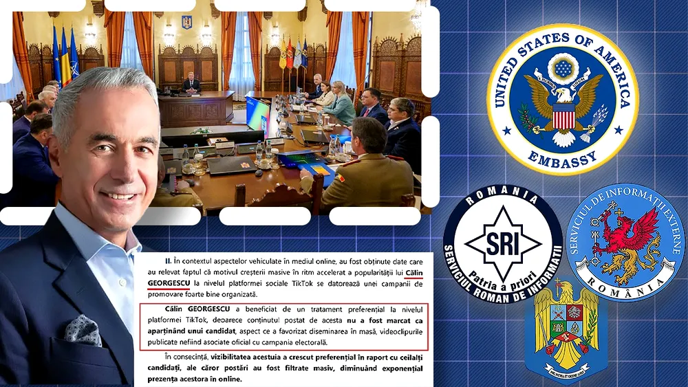 4 decembrie. După declasificarea documentelor CSAT, toate „tunurile” sunt puse pe Georgescu. SRI, SIE și MAI, informații despre o campanie controversată pe TikTok, iar din scenariu nu lipsește Rusia. Declarația transmisă de Ambasada SUA în România