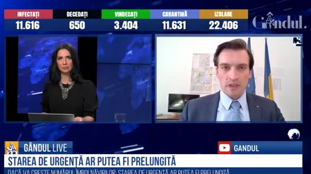GÂNDUL LIVE. Andrei Baciu, secretar de stat în Ministerul Sănătății: Acum nu există o rată de transmitere extinsă la nivelul întregii societăți / Responsabilitatea individuală va fi foarte importantă după 15 mai
