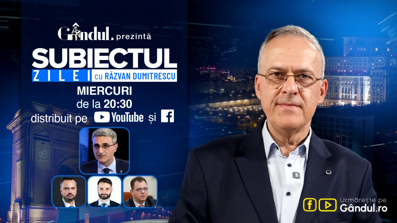 „Subiectul Zilei cu Răzvan Dumitrescu” începe miercuri, 16 septembrie, de la ora 20:30, live pe Gândul. În exclusivitate, Robert Turcescu face dezvăluiri din culisele crizei politice. Președintele preia rolul guvernului, Bolojan se face că nu vede protestatarii