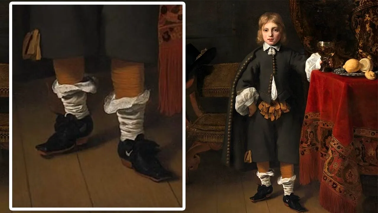 Cu ce e încălțat băiatul din imagine, de fapt. DETALIUL bulversant din acest tablou din anul 1652