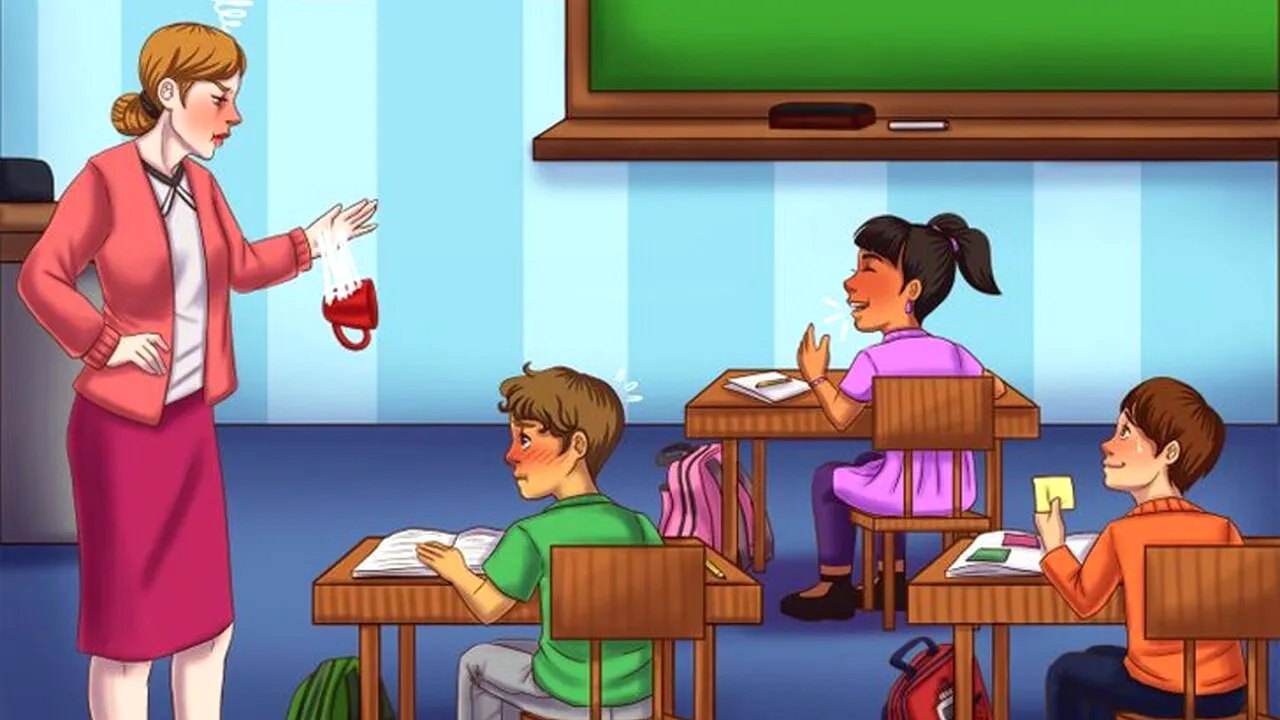 Test de inteligență | Uită-te atent la detalii! Care dintre cei 3 elevi e vinovat?