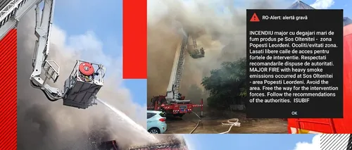 VIDEO | Un incendiu major, cu degajări mari de fum, în sudul Capitalei. Populația este avertizată să evite zona