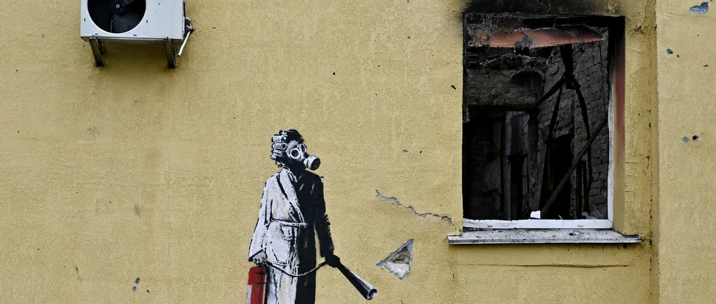 Banksy a confirmat că a realizat șapte noi opere în Ucraina, la trei zile după ce o frescă cu o gimnastă a apărut pe un zid al unei clădiri în ruine din oraşul Borodianka