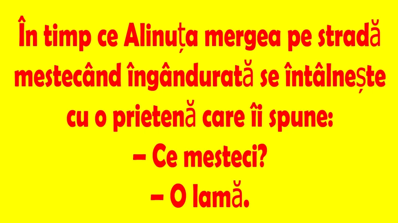 BANCUL de duminică | Alinuța mestecă pe stradă