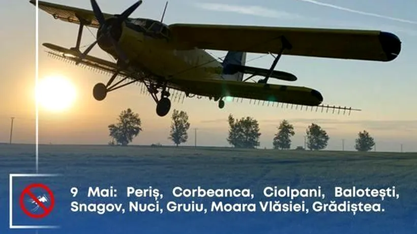 9 mai 2023 – acțiune de dezinsecție avio în cadrul campaniei ,,Ilfov fără țânțari” (P)