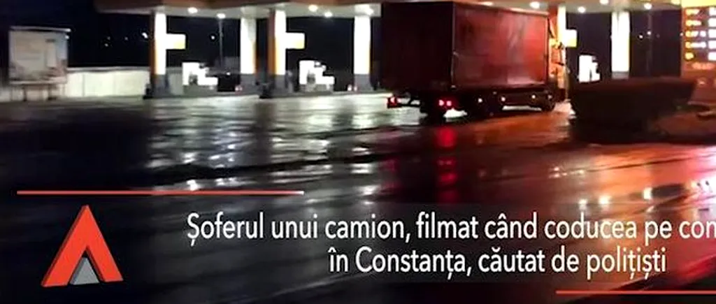 Șoferul unui CAMION, filmat când conducea pe CONTRASENS