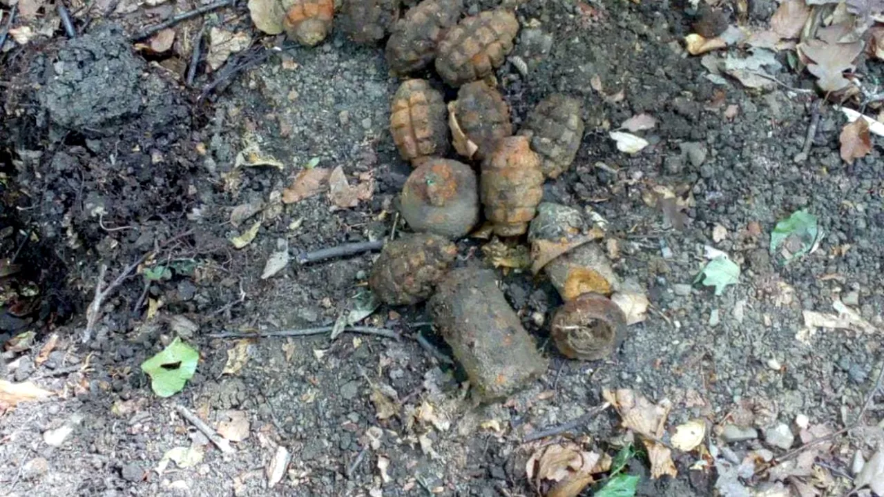 Descoperire neașteptată în Vrancea: Bombe, proiectile explozive, grenade și cartușe de infanterie - FOTO