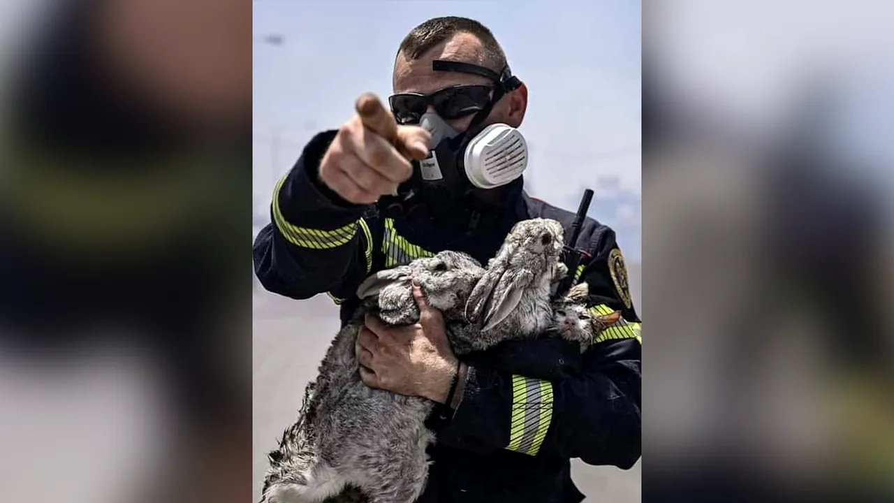 FOTO: Un pisic și doi iepuri, salvați de pompierii români din incendiul din Rhodos. „Din cauza fumului abia respirau”