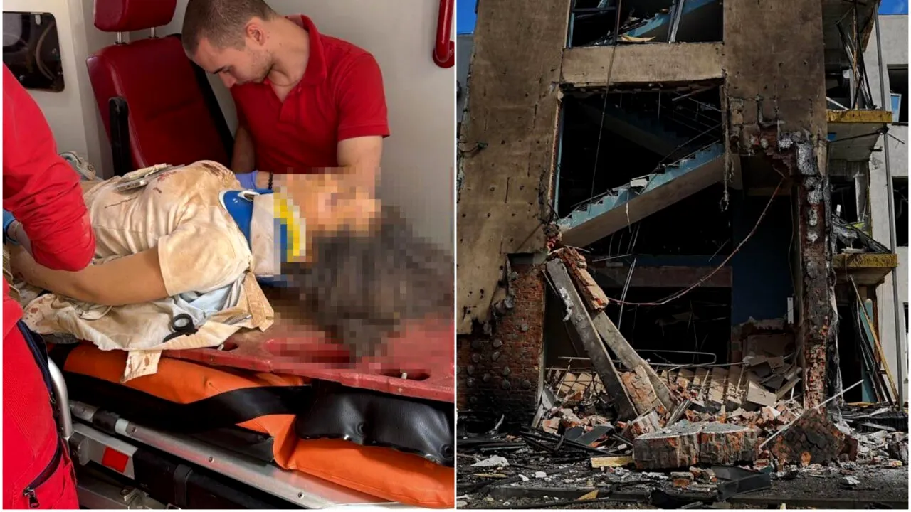 O dronă rusească a lovit un post TV din Kiev în timpul unei transmisiuni în direct. Cel puțin cinci persoane au fost rănite