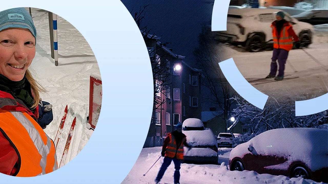 Suedezii merg cu schiurile pe străzi. Iarna i-a determinat pe locuitorii din Stockholm să găsească metode inedite de deplasare