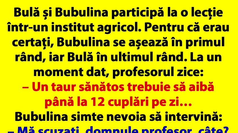 BANC | Bulă și Bubulina participă la o lecție într-un institut agricol