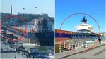 Momentul impactului dintre nava sub pavilion Panama și navele ancorate la pontonul din Tulcea. Oamenii au fost cuprinși de panică