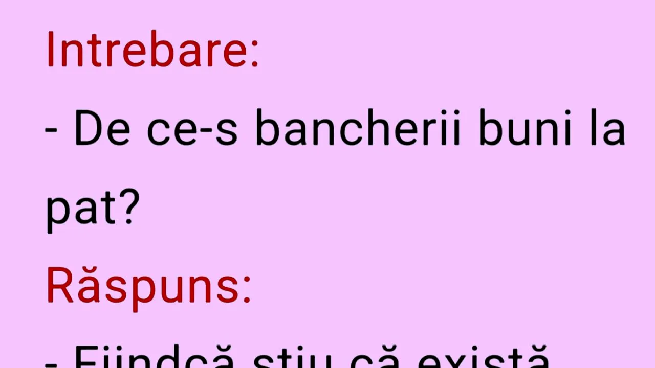 Bancul de duminică | De ce sunt bancherii buni la pat?
