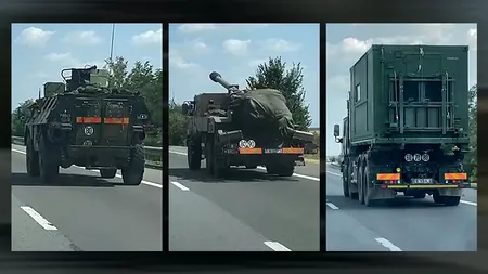 VIDEO | Convoi militar cu tehnică de război, filmat pe A2, spre Constanța
