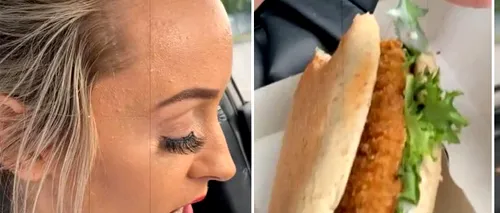 Râzi cu lacrimi! Ce a găsit tânăra din imagine într-un burger McChicken comandat de la McDonald's
