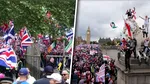 Tensiuni la Londra: zeci de mii de naționaliști cu steagurile Uniunii și activiștii pro-Palestina protestează separat. Poliția a intervenit în forță