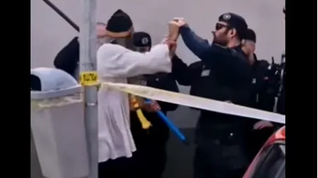 „Stegarul Dac” a AGRESAT un jandarm care l-a împiedicat să se urce iar în copac la Arestul Central