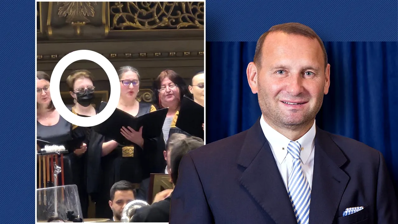 Scenă controversată la Ateneu. Coristă surprinsă cu mască, în plin spectacol. Imaginea a fost postată de Viorel Cataramă și a stârnit valuri de reacții