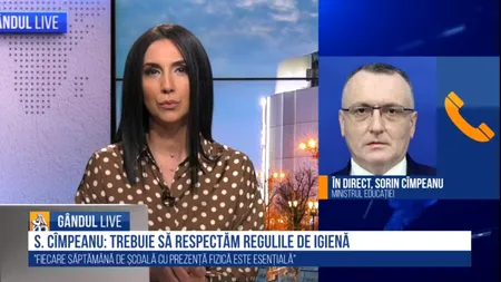 GÂNDUL LIVE. Sorin Cîmpeanu, ministrul Educației: „Peste 2,2 milioane de elevi vor merge la școală cu prezență fizică începând de miercuri” | VIDEO