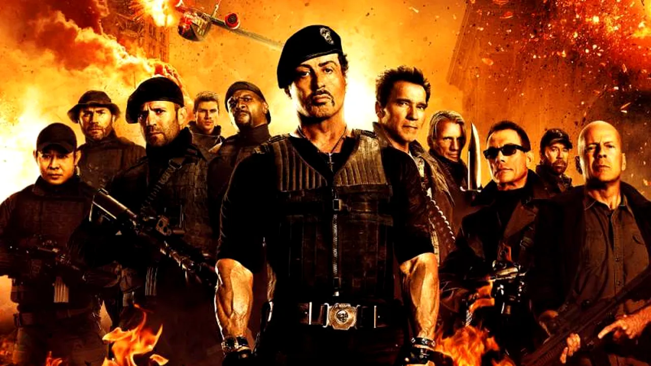 VIDEO. Sylvester Stallone, Arnold Schwarzenegger, Chuck Norris și Jean Claude Van Damme, împreună pe marile ecrane în filmul „Eroi de sacrificiu 2