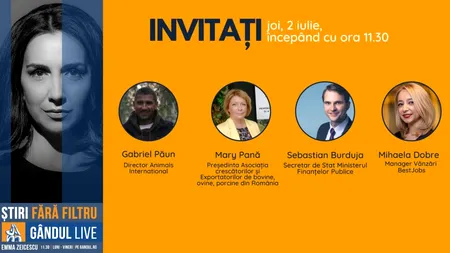 GÂNDUL LIVE. Sebastian Burduja, secretar de stat în Ministerul Finanțelor, printre invitații Emmei Zeicescu, pe 2 iulie, de la ora 11.30