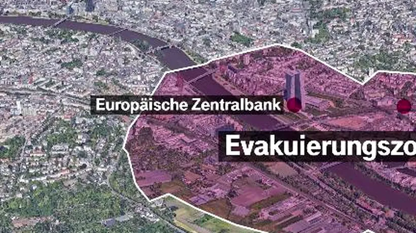 Sediul BCE din Frankfurt, evacuat după găsirea unei bombe de 500 de kilograme 