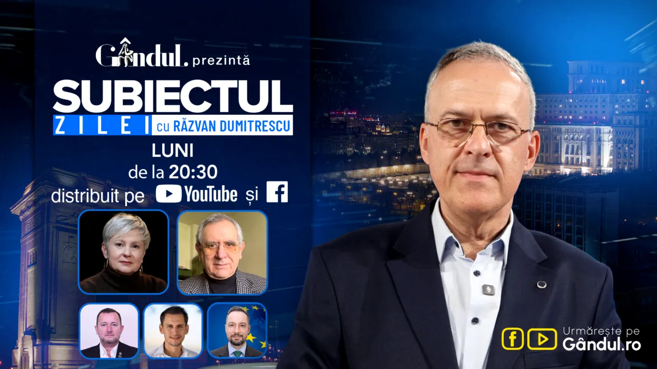 „Subiectul Zilei” cu Răzvan Dumitrescu începe luni, 10 august, de la ora 20:30, live pe Gândul. Hari Bucur Marcu și Sarmiza Andronic, dezvăluiri despre misterul dronei care ne-a traversat țara