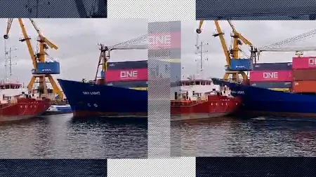 ACCIDENT naval în Portul Constanța. Cargoul Sky Light, pavilion Belize, a lovit două nave acostate. Nici o victimă