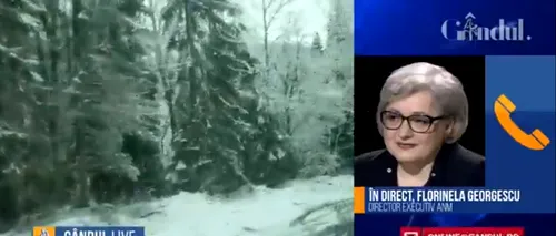GÂNDUL LIVE. Florinela Georgescu, director executiv ANM: Tabloul de iarnă se va așterne peste întreaga țară | VIDEO