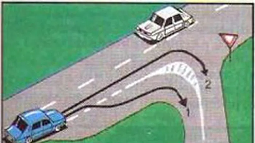 Chestionare auto. Pe care dintre traseele marcate conducătorul autoturismului trebuie să nu se deplsaseze, pentru a schimba direcția de mers la dreapta?