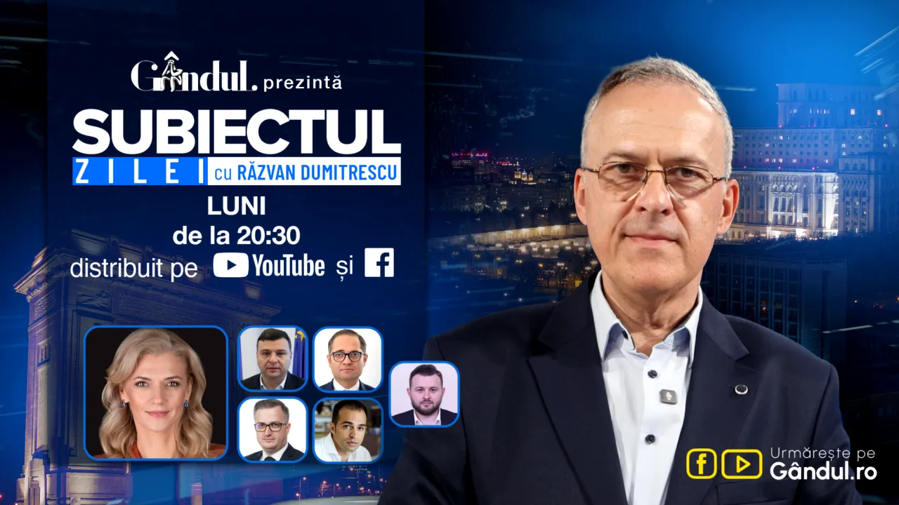 „Subiectul Zilei cu Răzvan Dumitrescu” începe luni, 12 octombrie, de la ora 20:30, live pe Gândul. În exclusivitate, Alina Gorghiu, analizează șansele guvernului Luca Niculescu