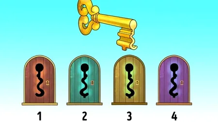 TEST IQ doar pentru genii | Care ușă poate fi deschisă cu cheia din imagine?