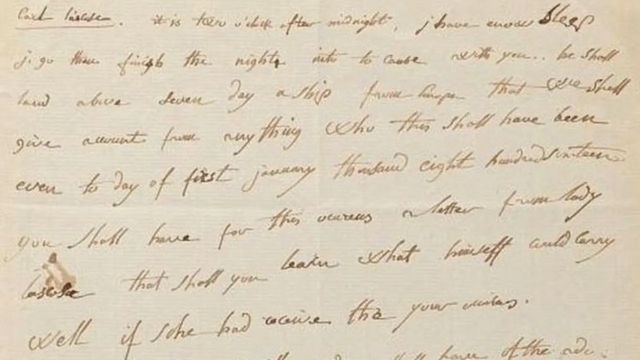 O scrisoare a lui Napoleon Bonaparte în limba engleză, plină de greșeli, scoasă la licitație