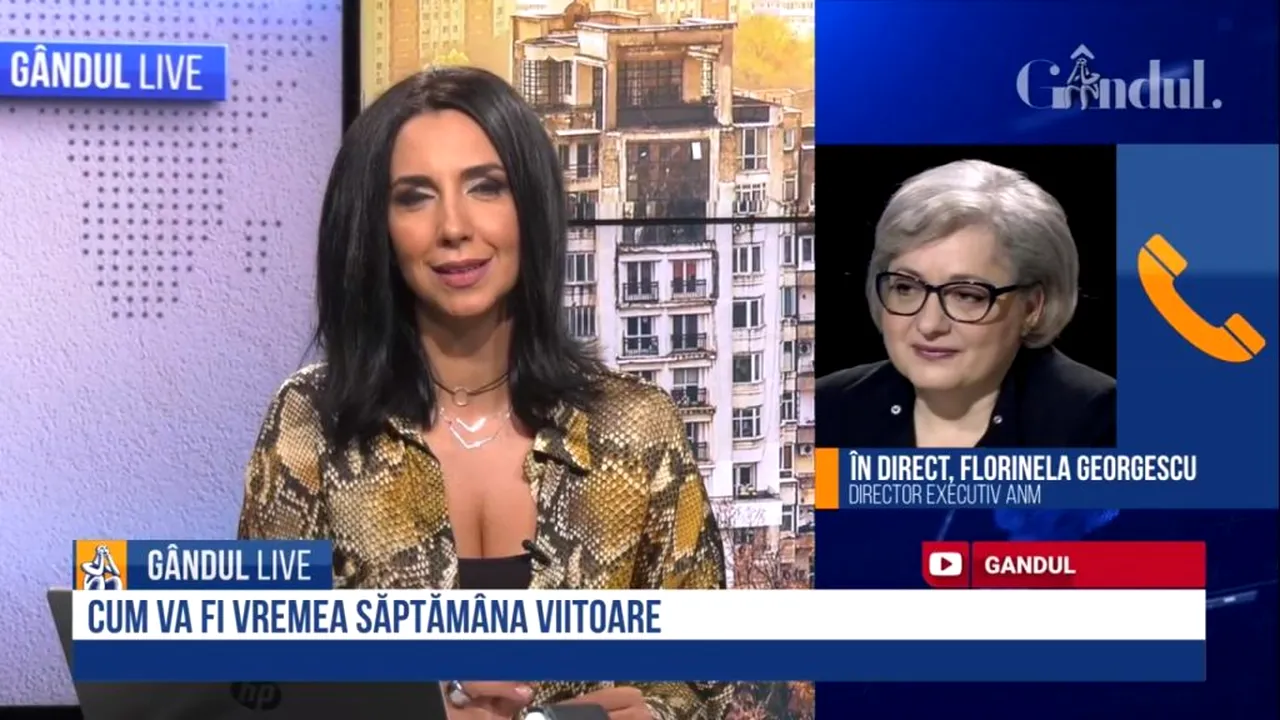GÂNDUL LIVE. Florinela Georgescu, director executiv ANM, explică evoluția vremii în weekend: Chiar de vineri vom înregistra creșteri de temperaturi | VIDEO