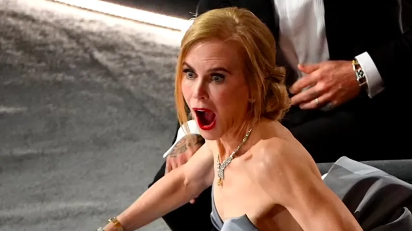 „Nicole Kidman ar trebui să câștige Oscarul pentru cea mai bună reacție” la momentul în care Will Smith i-a dat o palmă lui Chris Rock, spun internauții. Reacția actriței, subiect de meme-uri pe internet