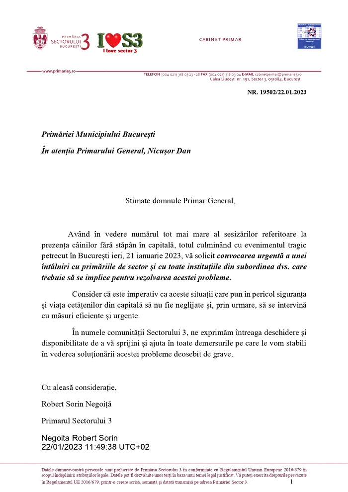 Primarul Robert Negoiță îi cere lui Nicușor Dan să convoace de urgență o ședință pentru a rezolva problema câinilor fără stăpân din București: „Da, știu că este weekend prelungit, dar apar situații deosebit de grave”