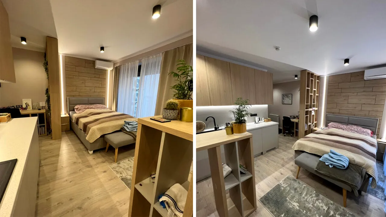 Cum arată garsoniera din Cluj cu dormitorul în bucătărie, care se închiriază cu 450 de euro pe lună