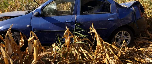 Un agricultor din Vrancea a descoperit două persoane decedate, într-o mașină răsturnată într-un lan de porumb