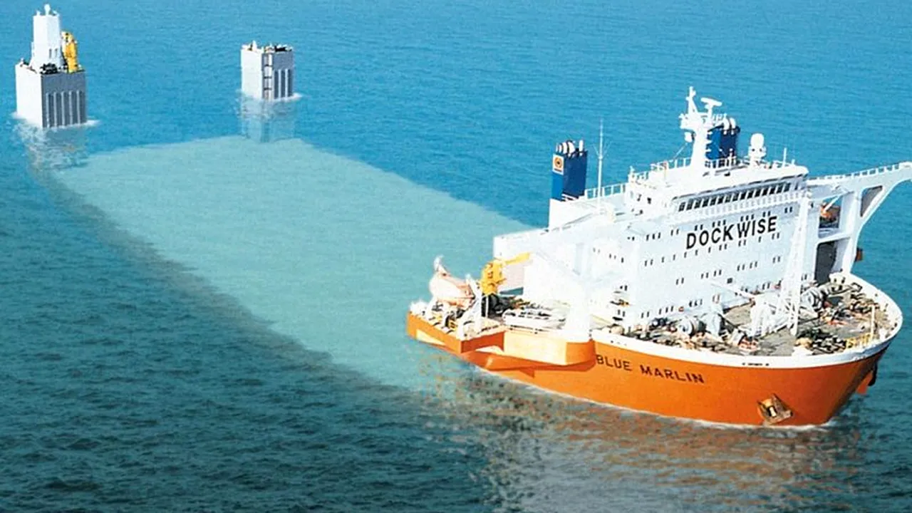 Cum arată mega-nava care se scufundă și transportă rafinării și vase de război. GALERIE FOTO