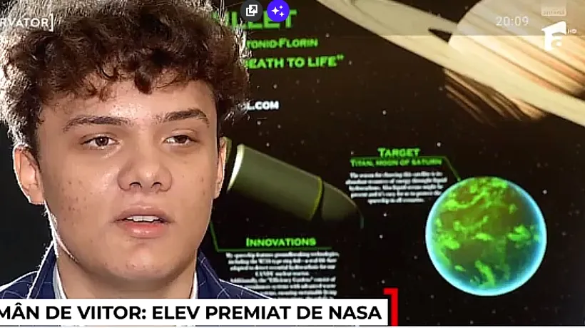 Elev român de 17 ani, premiat de NASA. Antonio a proiectat o staţie spaţială pe care pot trăi 10.000 de persoane